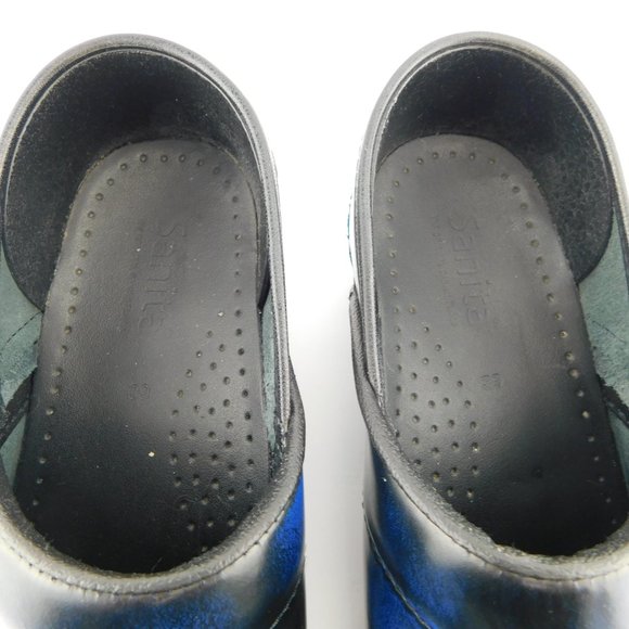 SANITA Blue Swirl Marble Leather Slip-on Comfort Clogs 39 - Picture 9 of 9